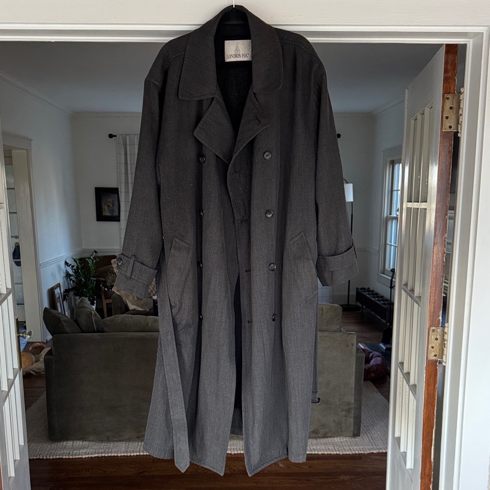 London Fog Double Breasted Gray Trench Coat